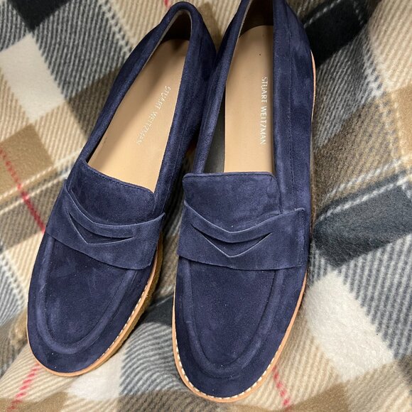 Stuart Weitzman Kingston Loafer in Navy Blue - Picture 2 of 4